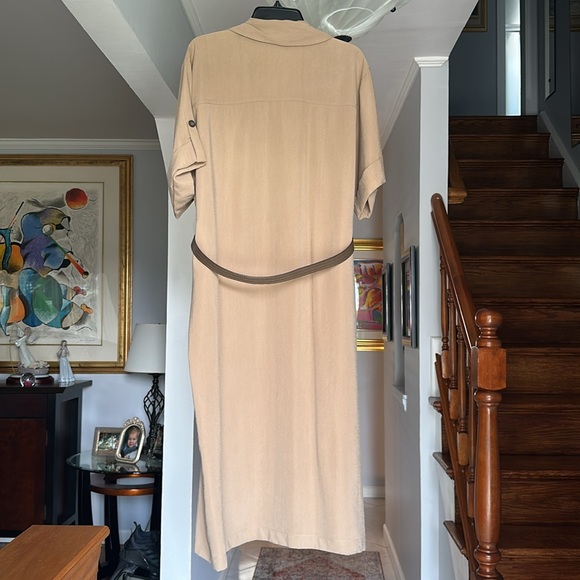 🎤🎉 Zara Beige Button Down Shirt Dress with Belt Sz XL - Picture 8 of 16